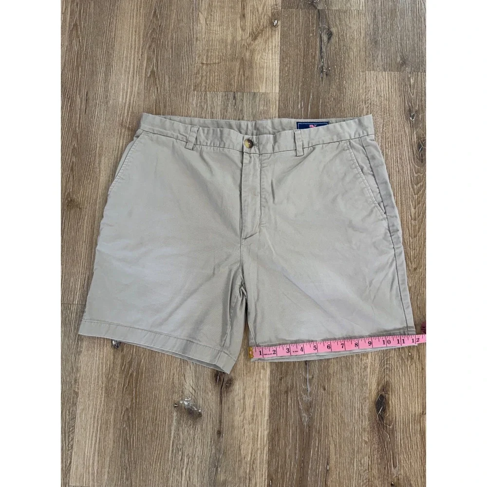 Vineyard Vines Breaker Shorts Mens 38 Tan Khaki Cotton Stretch Preppy Chino Golf